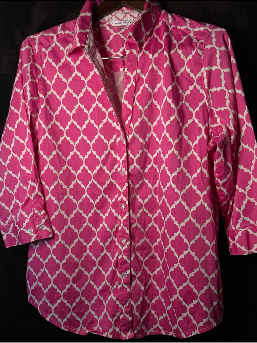 Allison Daley Pink & White Geometric Button-Down Shirt